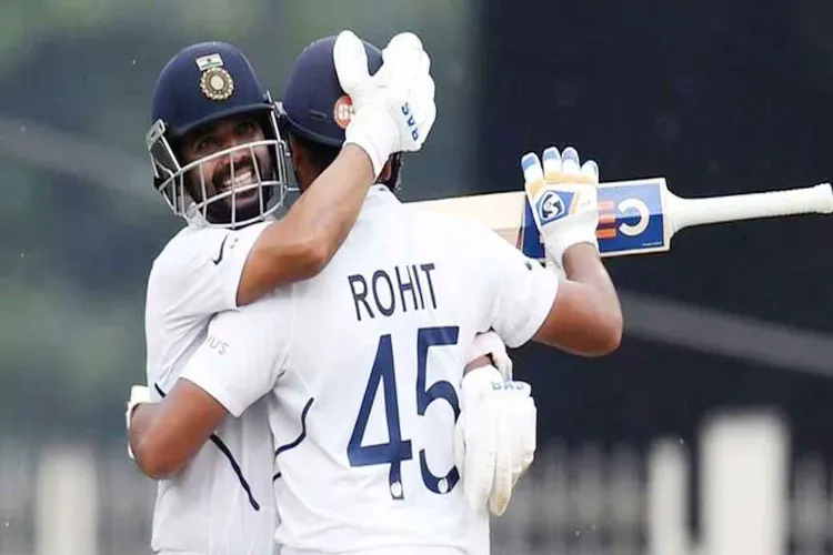 Ajinkya Rahane and Rohit Sharma during a match
