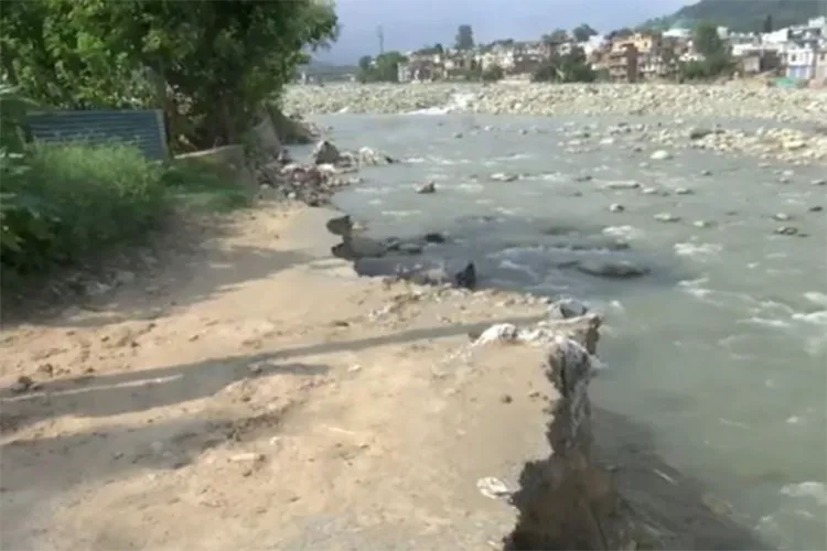Road damage due to flash floods in Rajouri 