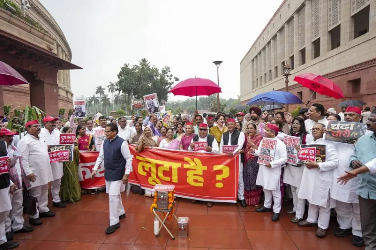  Opposition INDIA bloc MPs protesting at Parliament's Makar Dwar 