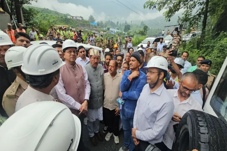 CM Dhami at the site of accident