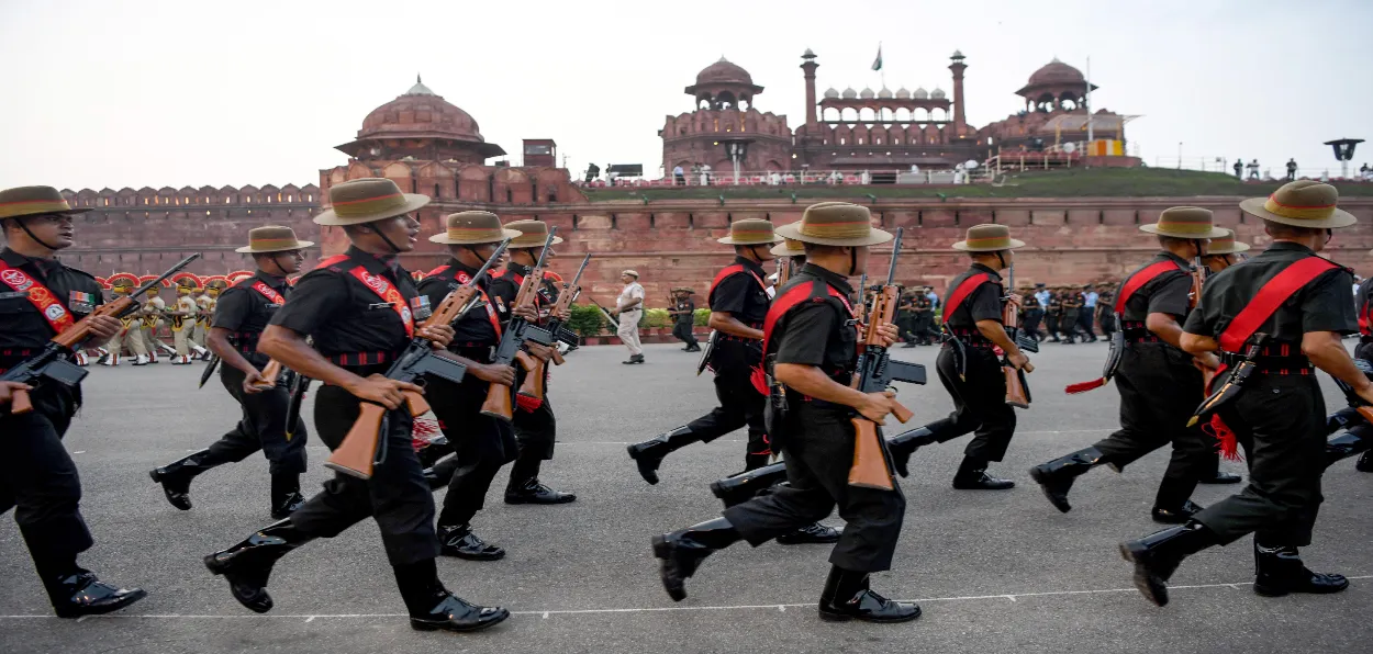 Full Dress rehearsal of Independence Day Parade at Red Fort
