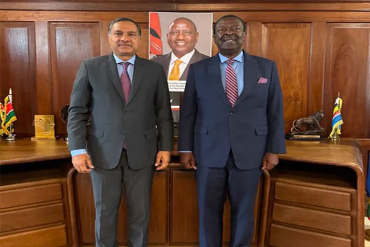 India’s High Commissioner to Kenya Adarsh Swaika meets Kenyan Prime Cabinet Secretary Musalia W Mudavadi in Nairobi. 