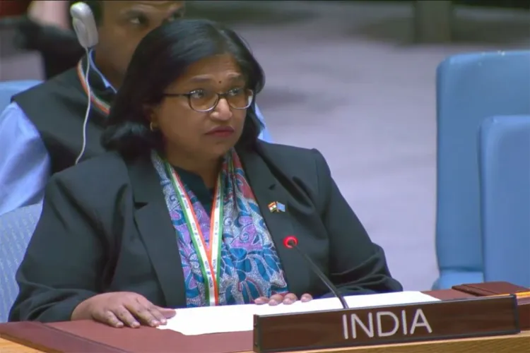 India's Chargé d'Affaires at the UN Mission, Yojna Patel, addresses the UNSC Open Debate on Working Methods in New York.