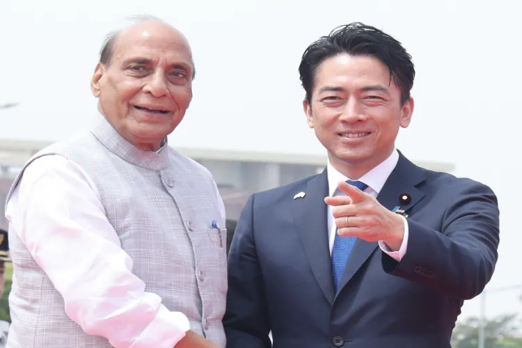Japanese Defence Minister Shinjiro Koizumi and Defence Minister of India Rajnath Singh