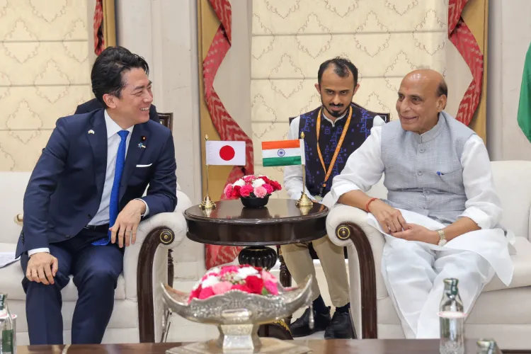 Defence Minister Rajnath Singh with Japanese Defence Minister Shinjiro Koizumi