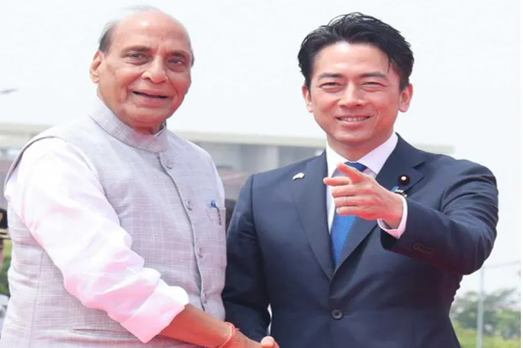 Defence Minister Rajnath Singh with Japanese Defence Minister Shinjiro Koizumi