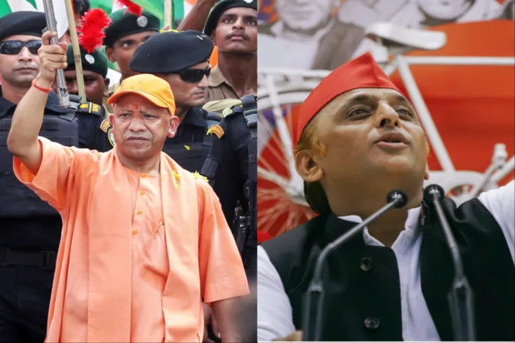 UP CM Yogi Adityanath (L) and Samajwadi Party chief Akhilesh Yadav (R) 