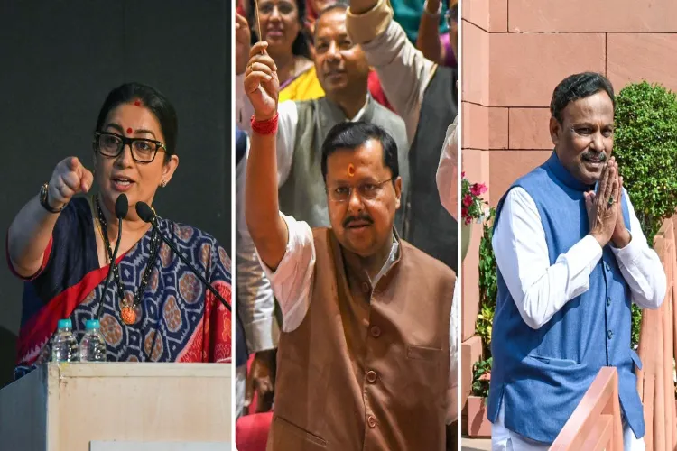 BJP National President Nitin Nabin, National General Secretaries Smriti Irani and Vinod Tawde