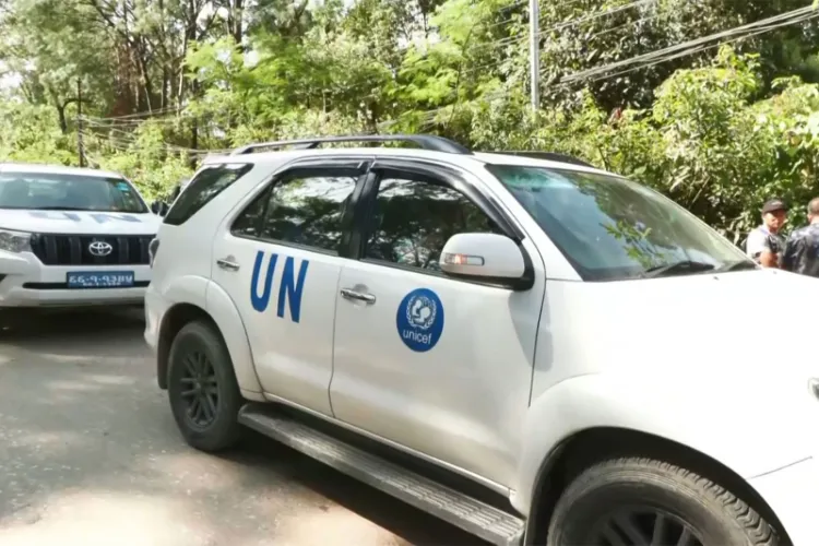 UNICEF vehicles arrive in Nuwakot as rescue and relief operations continue in flood-affected areas of Nepal. 
