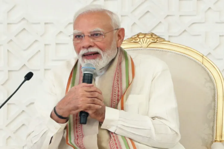 Prime Minister Narendra Modi addressing the audience at the Mahatma Gandhi Centre at Tashkent State University of Oriental Studies