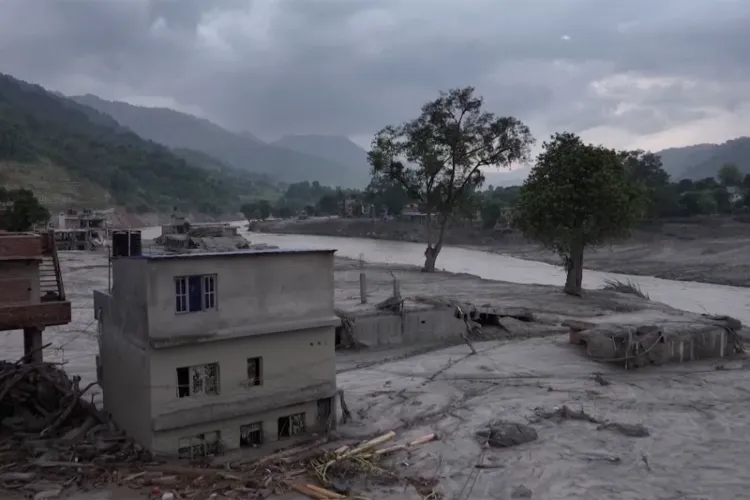 Drone footage shows extent of flood damage, Nuwakot, Nepal