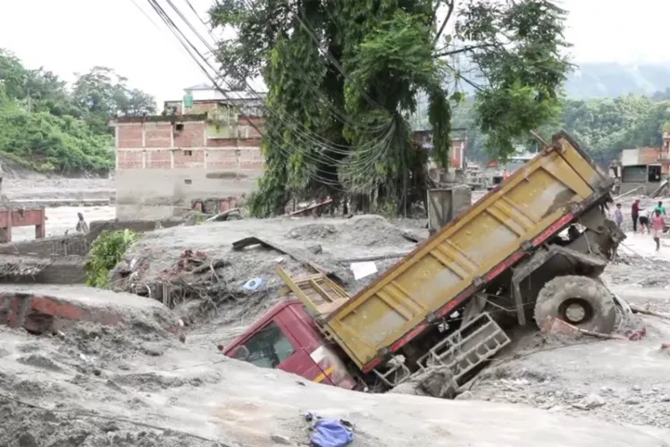 Aftermath of flood in the Trishuli region of Nepal