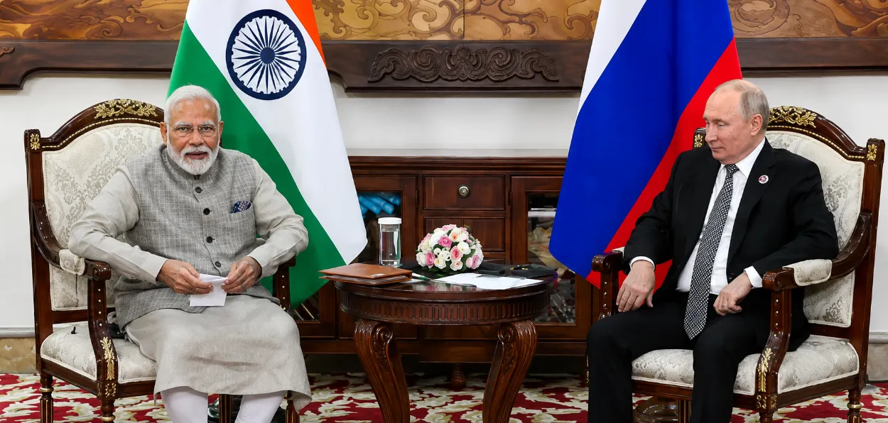 President Vladimir Putin and PM Narendra Modi meeting on the sidelines of SCO Summit in Bishkek