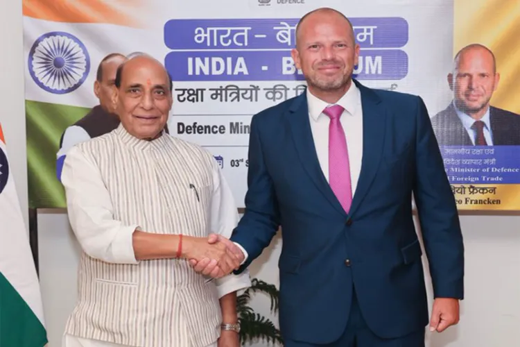 Defence Minister Rajnath Singh and his Belgian counterpart, Theo Francken.