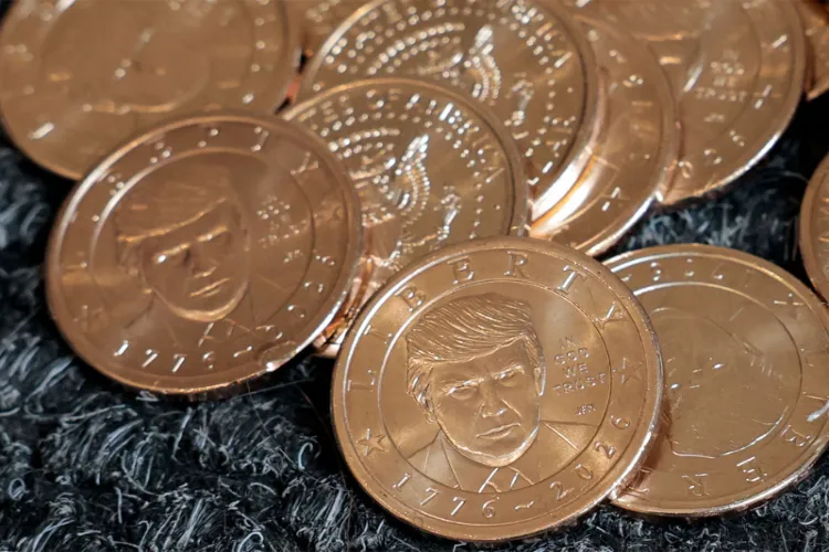 U.S. President Donald Trump's portrait on $1 coins, in honor of the nation's 250th anniversary of independence