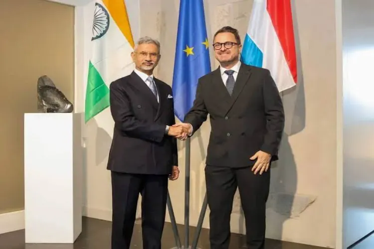External Affairs Minister S Jaishankar with Luxembourg’s Deputy Prime Minister and Foreign Minister Xavier Bettel