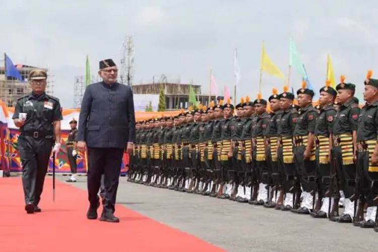 Vice President CP Radhakrishnan  paid tributes to legendary freedom fighter Netaji Subhas Chandra Bose at the INA Martyrs' Memorial Complex in Manipur's Bishnupur district