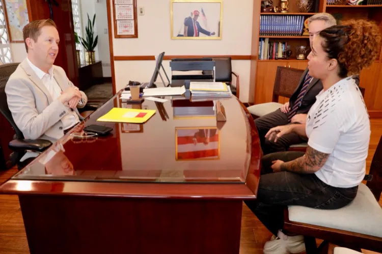 US Ambassador to India Sergio Gor with Indian mixed martial artist Puja Tomar