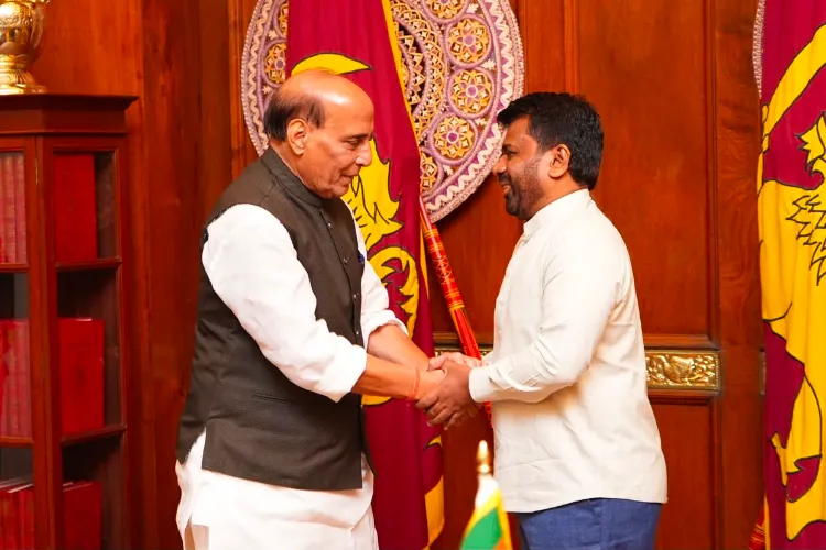 Defence Minister of India Rajnath Singh with Sri Lankan President Anura Kumara Dissanayake in Colombo