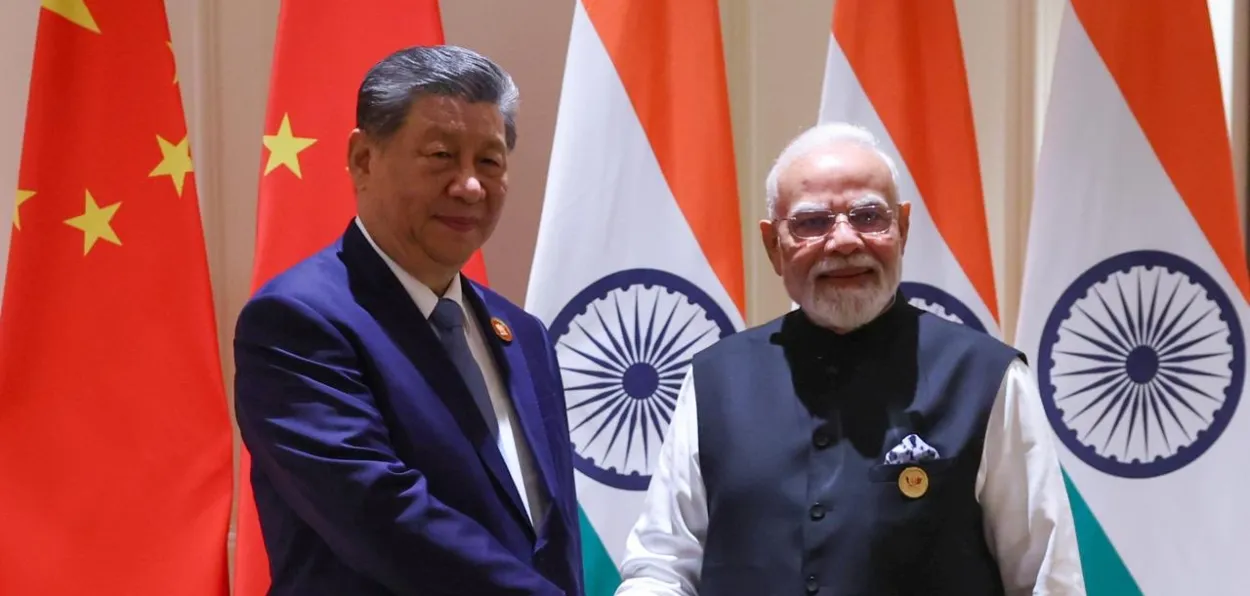 Prime Minister Narendra Modi and Chinese President Xi Jinping before bilateral talks