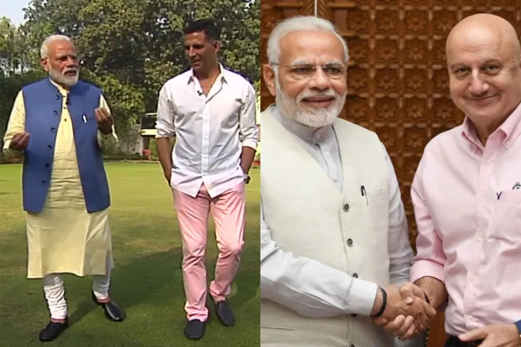 PM Modi with Akshay Kumar, PM Modi with Anupam Kher 