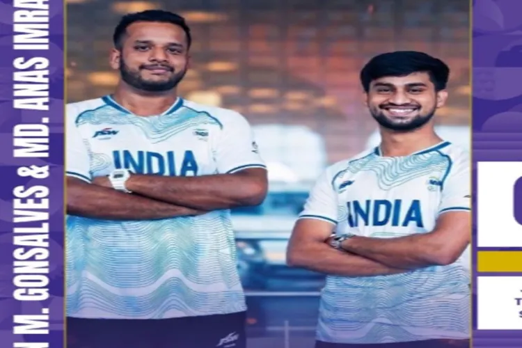 The Indian teqball pairing of Declan Gonsalves and Mohamed Beg.