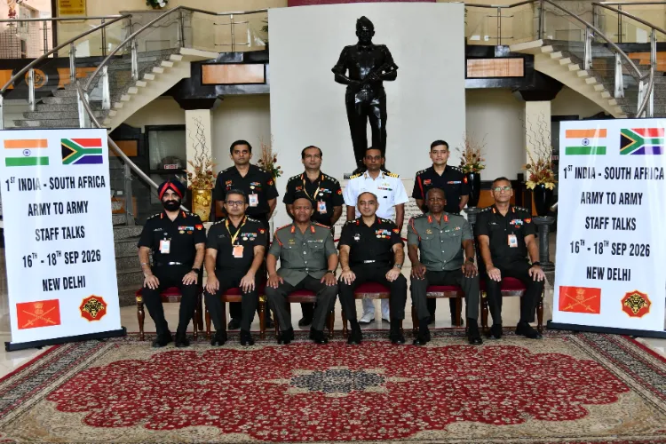 Indian and South African Army personnel during the inaugural Army-to-Army Staff Talks held in New Delhi from September 16–18, 2026. 