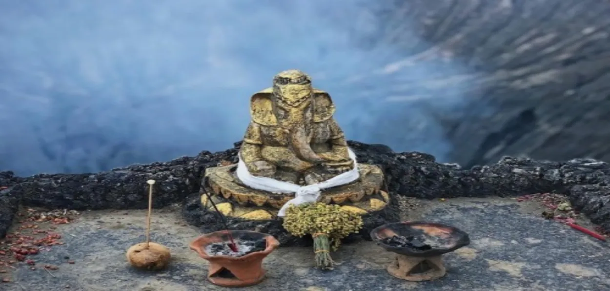 Ganesha statue atop Mount Bromo in Indonesia