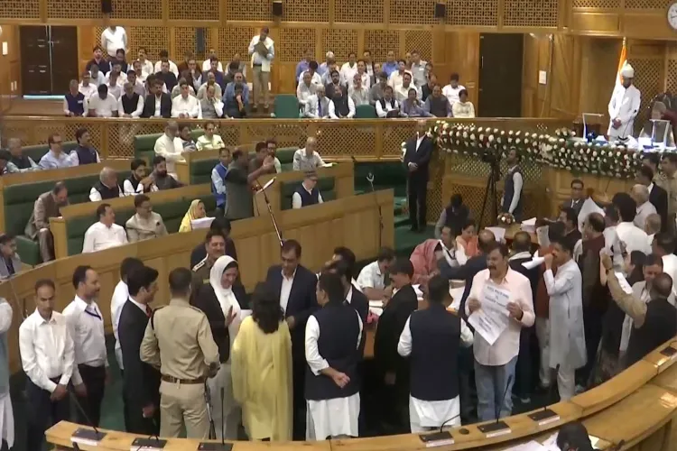 Protesting BJP legislators in the JK Assembly