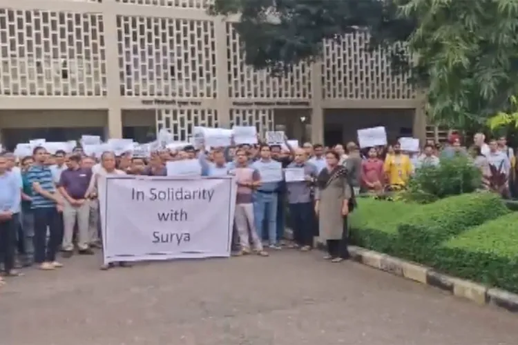 IIT Bombay Faculty Forum members stage a campus march in support of Professor Suryanarayana Doolla 
