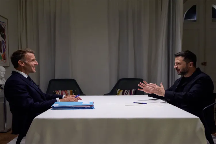 French President Emmanuel Macron meets Ukrainian President Volodymyr Zelenskyy in New York 
