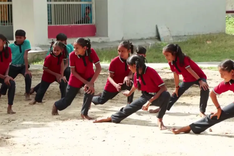 Students utilising the farmland as pratice grounds