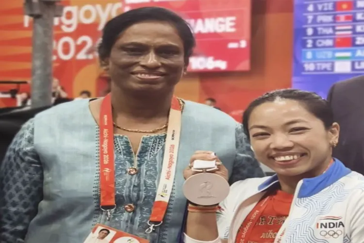 PT Usha with Asian Games silver medal winner Mirabia Chanu