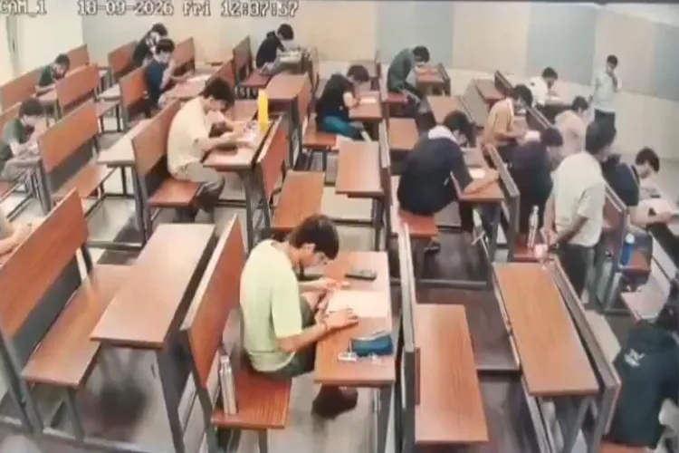 Screengrab of purported CCTV of exam hall of IIT Bombay from September 18 