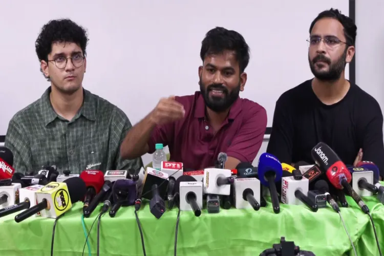 Cockroach Janta Party (CJP) founder Abhijeet Dipke with spokespersons Saurav Das and Ashutosh Ranka 