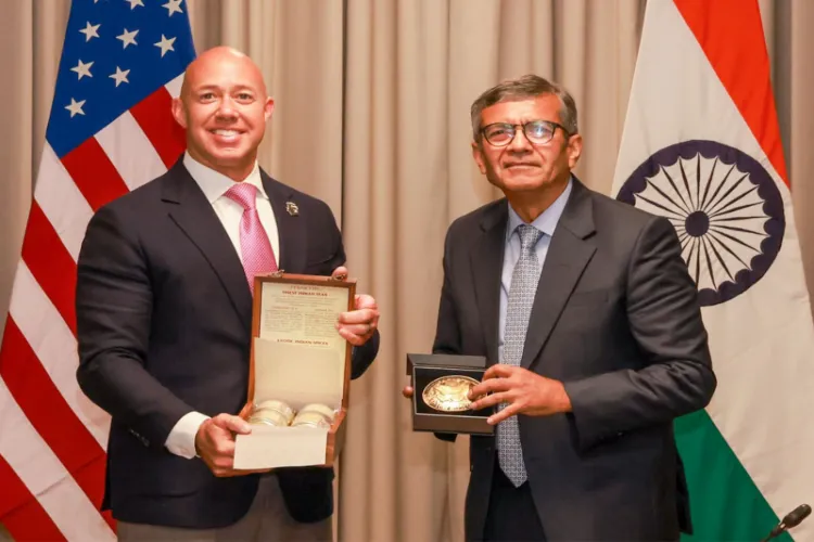 Defence Secretary Shri Rajesh Kumar Singh (On Right) and Representative Brian Mast, Chairman of the House Foreign Affairs Committee (On Left)