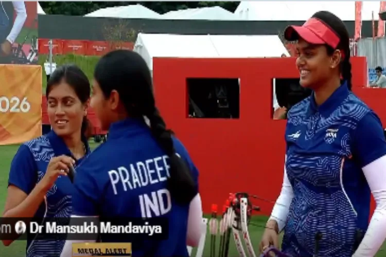 Indian Archery team after winning gold at Asian Games