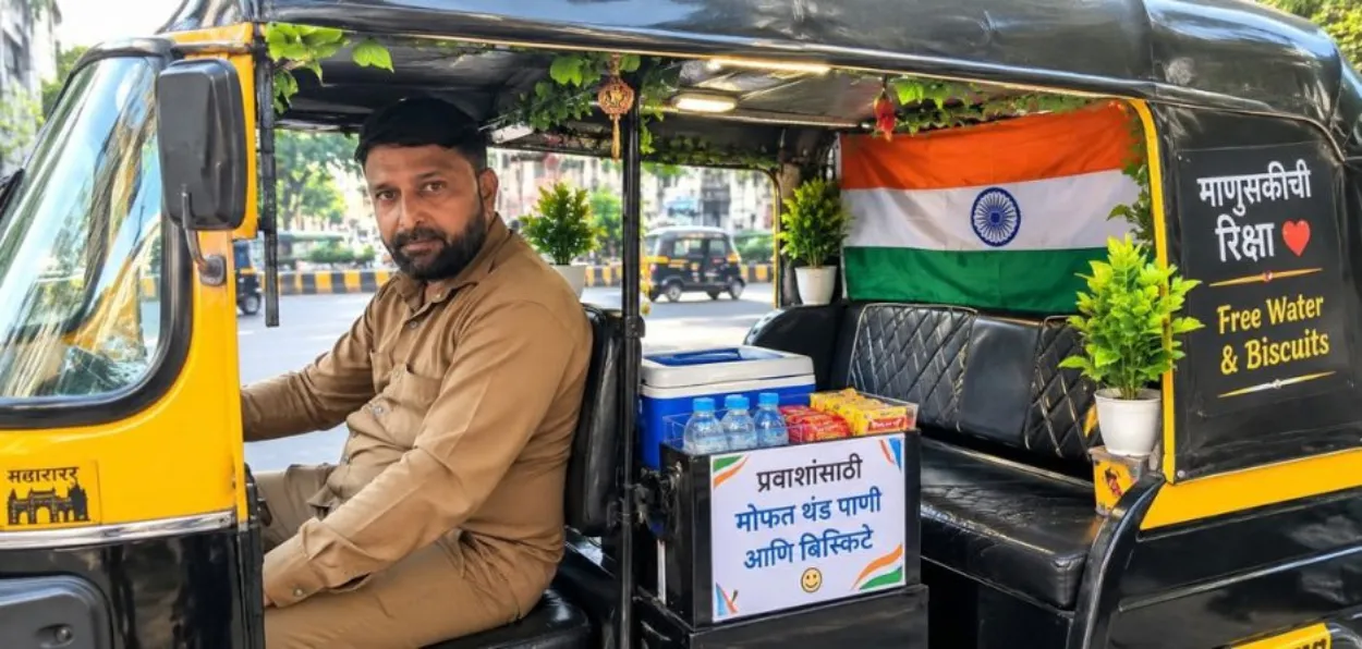 Habib Shaikh in his VIP autorickshaw in Mumbai