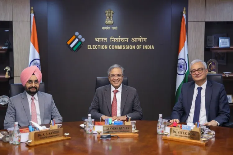 Chief Election Commissioner Gyanesh Kumar, along with Election Commissioners Vivek Joshi and Sukhbir Singh Sandhu