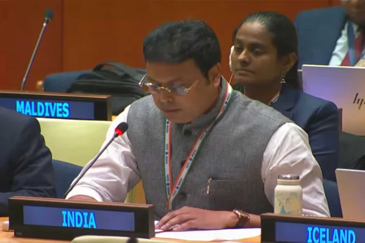 BJP Lok Sabha MP Biplab Kumar Deb addresses the UN General Assembly Sixth Committee session in New York