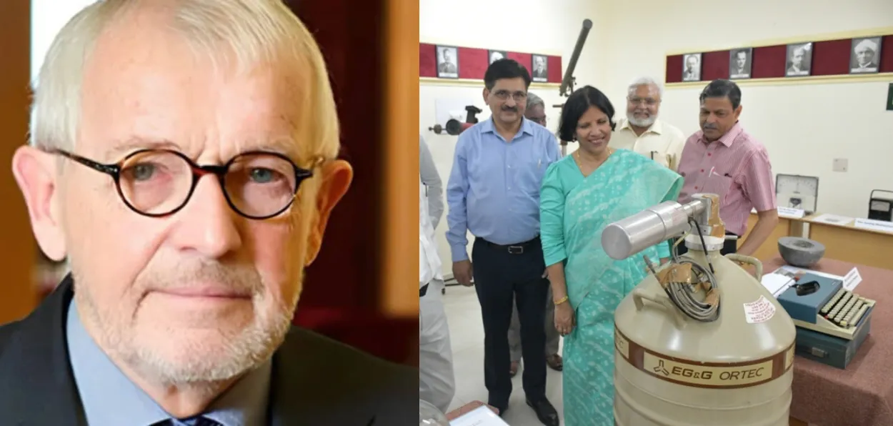 2026 Physic Nobel prize winner Francis Halsen(Left VC of AMU Najma Khatoon in the physics lab