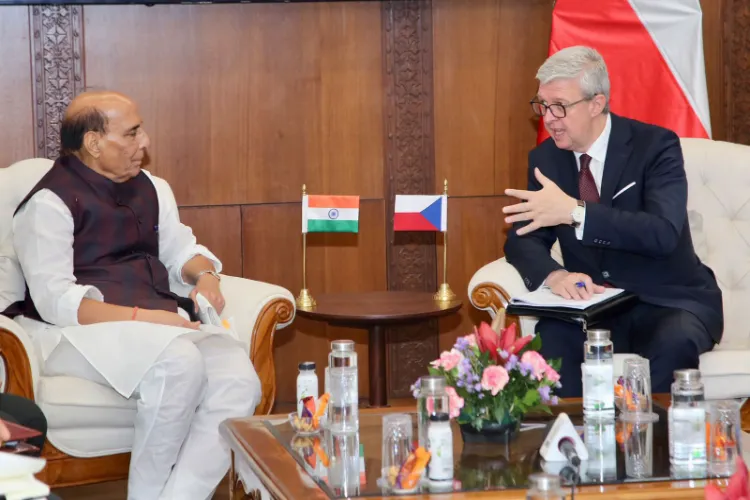 Defence Minister Rajnath Singh and Czech Republic's First Deputy Prime Minister and Minister of Industry and Trade Karel Havlíček