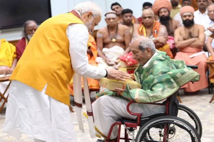PM Modi and Sengol craftsman Vummidi Ethiraj