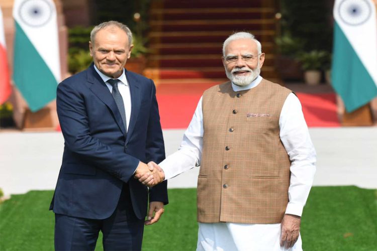 Polish PM Donald Tusk, PM Modi at Hyderabad House in New Delhi