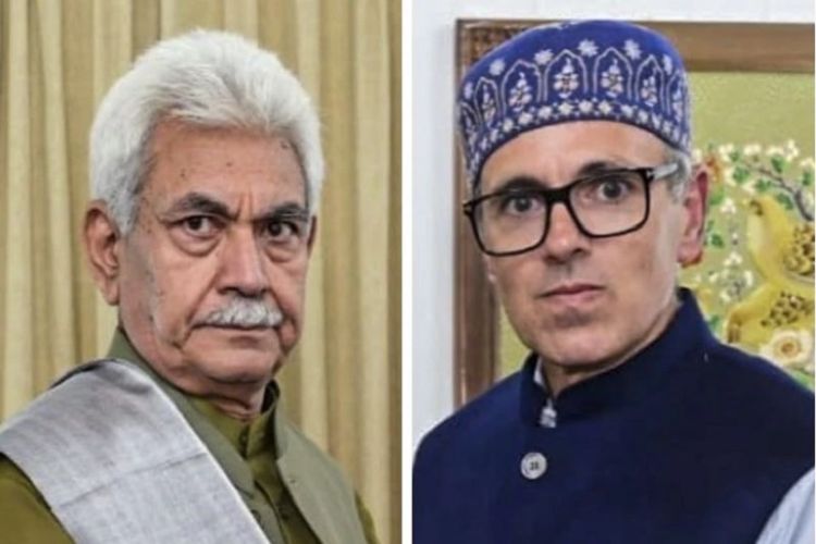 Jammu and Kashmir Chief Minister Omar Abdullah with Lieutenant Governor Manoj Sinha