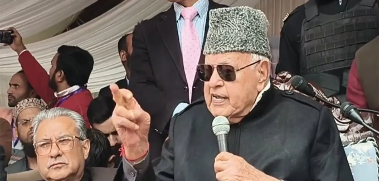 Dr Farooq Abdullah addressing NC workers in Baramulla