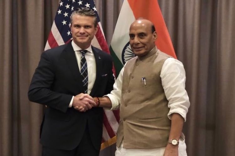 Defence Minister Rajanth Singh with US Secy of War Pete Hegseth 