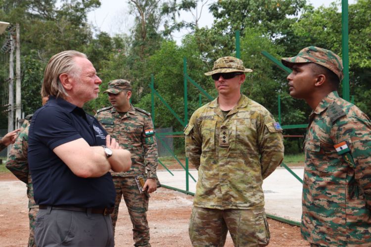 Australian High Commissioner to India Philip Green visits the ongoing India-Australia bilateral Army exercise 'AUSTRAHIND 2026' in Thiruvananthapuram, Keralam 