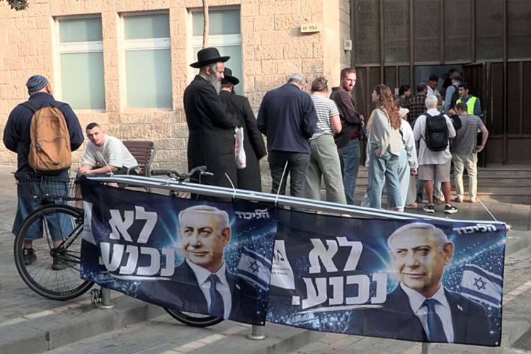 Voters at a polling booth in Jerusalem during Tuesday's election