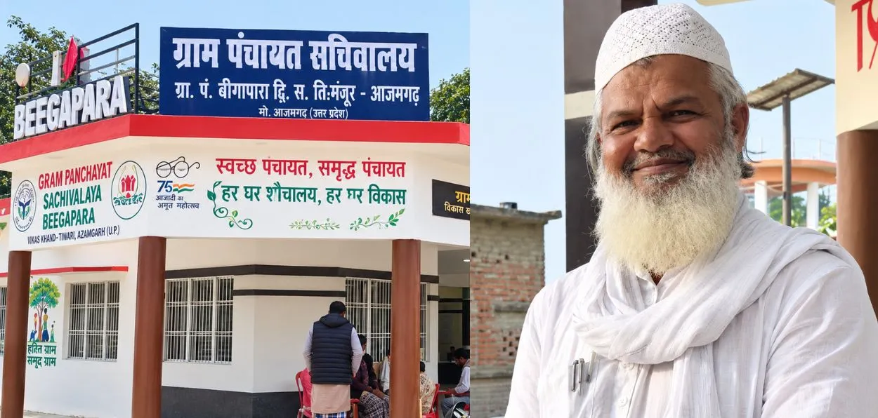Gram Pradhan Aslam Khan (R) and Binapara Gram Panchayat (L)